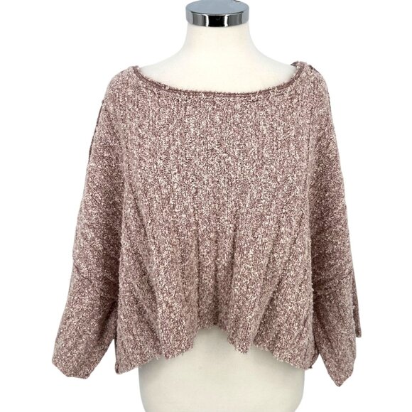 Free People Good Day Cropped Sweater Mauve Boucle Knit Size Small - Picture 1 of 13